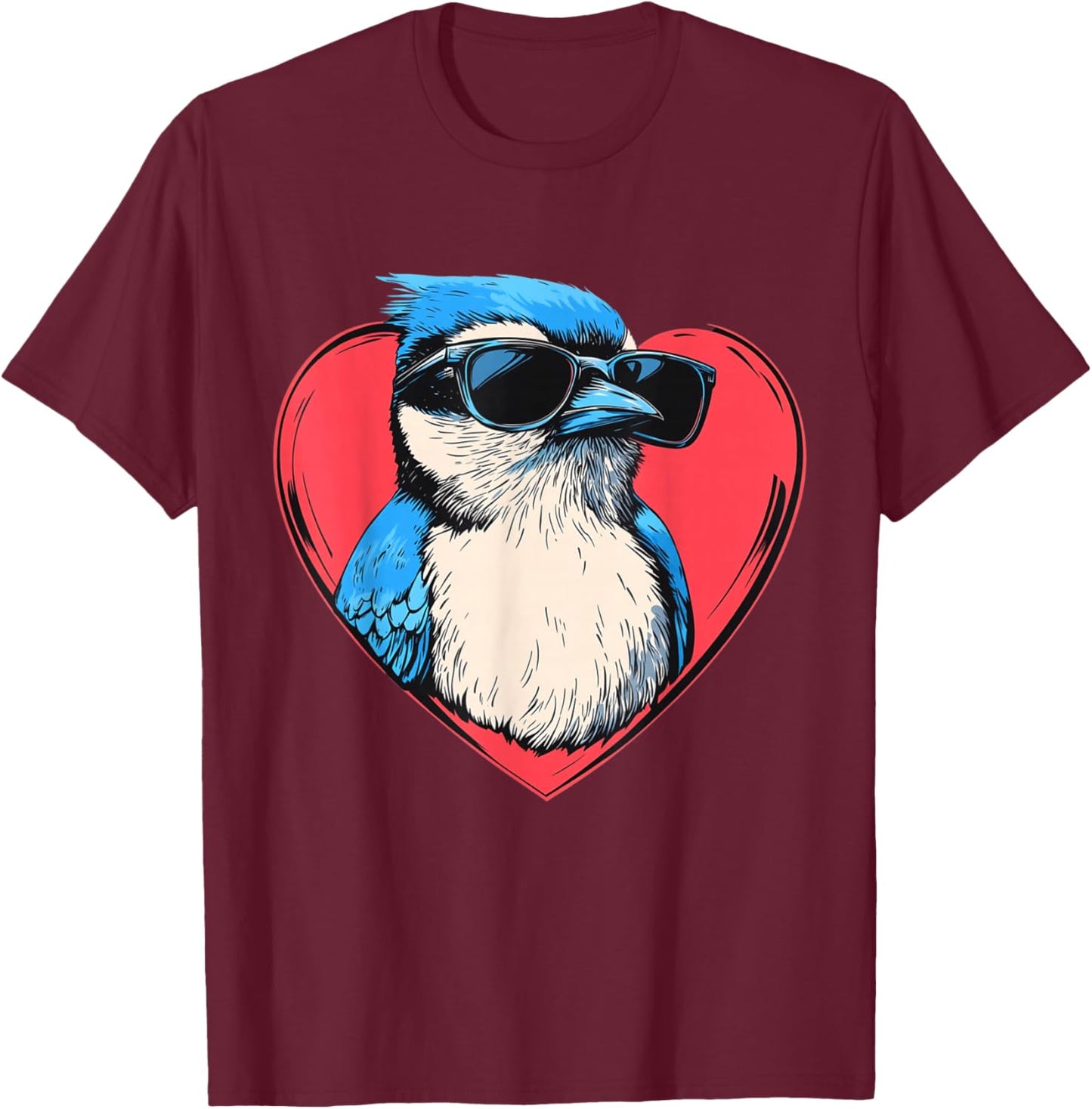 Retro Blue Jay Bird Lover Men Women Kids Valentines Day T-Shirt - T-Shirt | Maroon