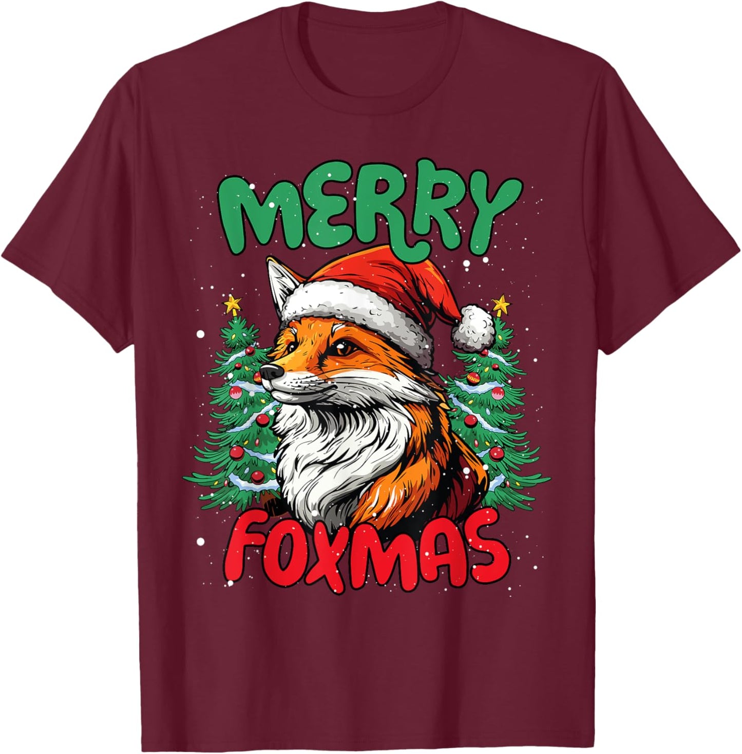 Merry Foxmas Funny Christmas Duck Lover T-Shirt - T-Shirt | Maroon