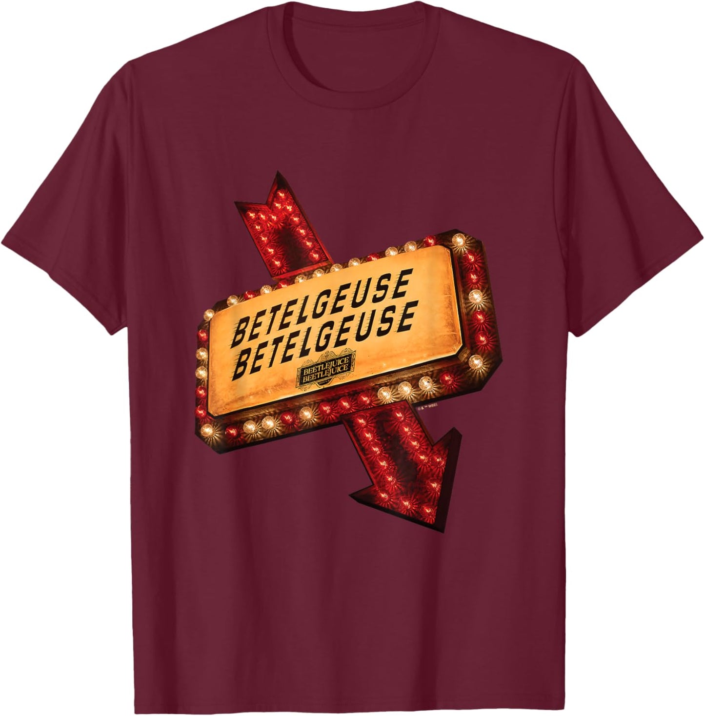 Beetlejuice Beetlejuice Light Sign Logo Vintage T-Shirt - T-Shirt | Maroon