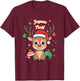 Merry Christmas with An Adorable Little Reindeer T-Shirt - T-Shirt | Maroon