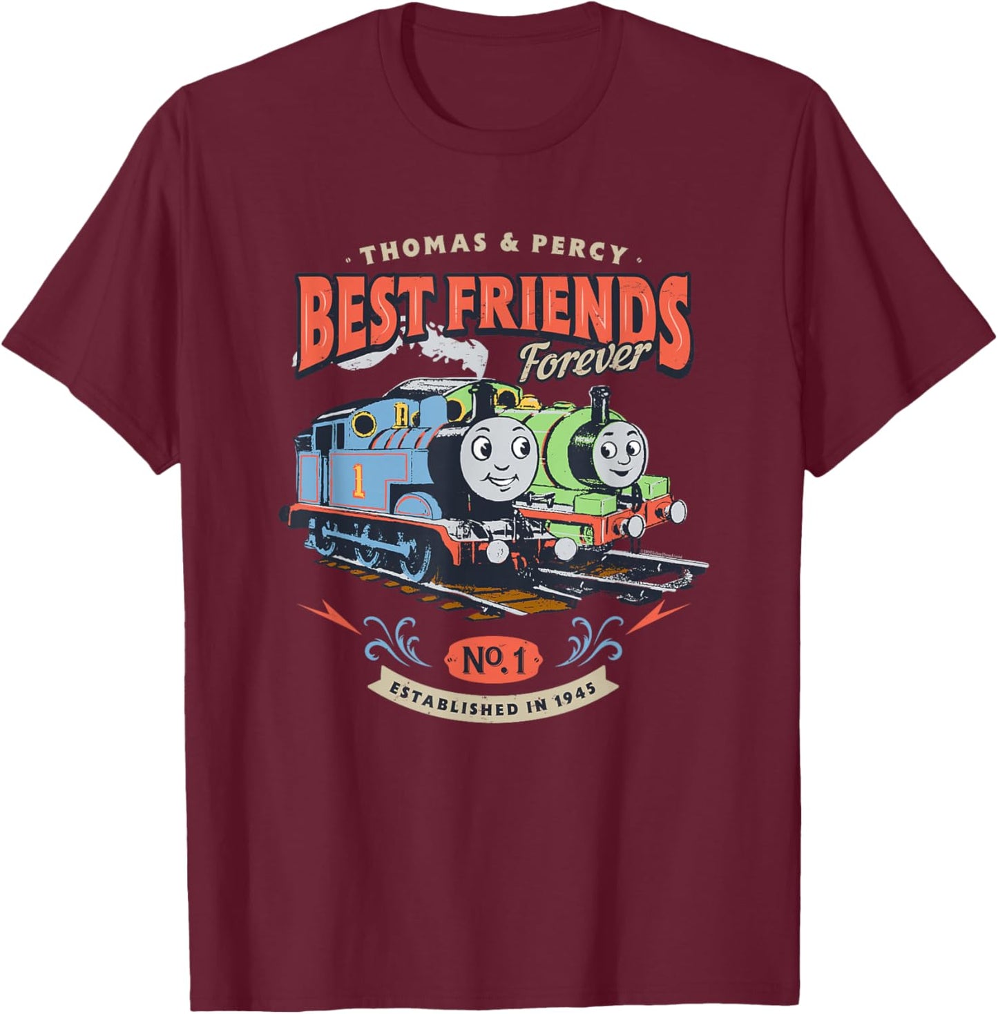 Thomas & Friends - Thomas & Percy Best Friends Forever T-Shirt - T-Shirt | Maroon