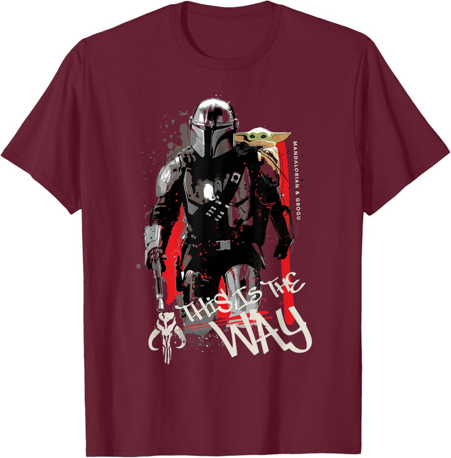 Mandalorian Grogu Way T-Shirt - T-Shirt | Maroon