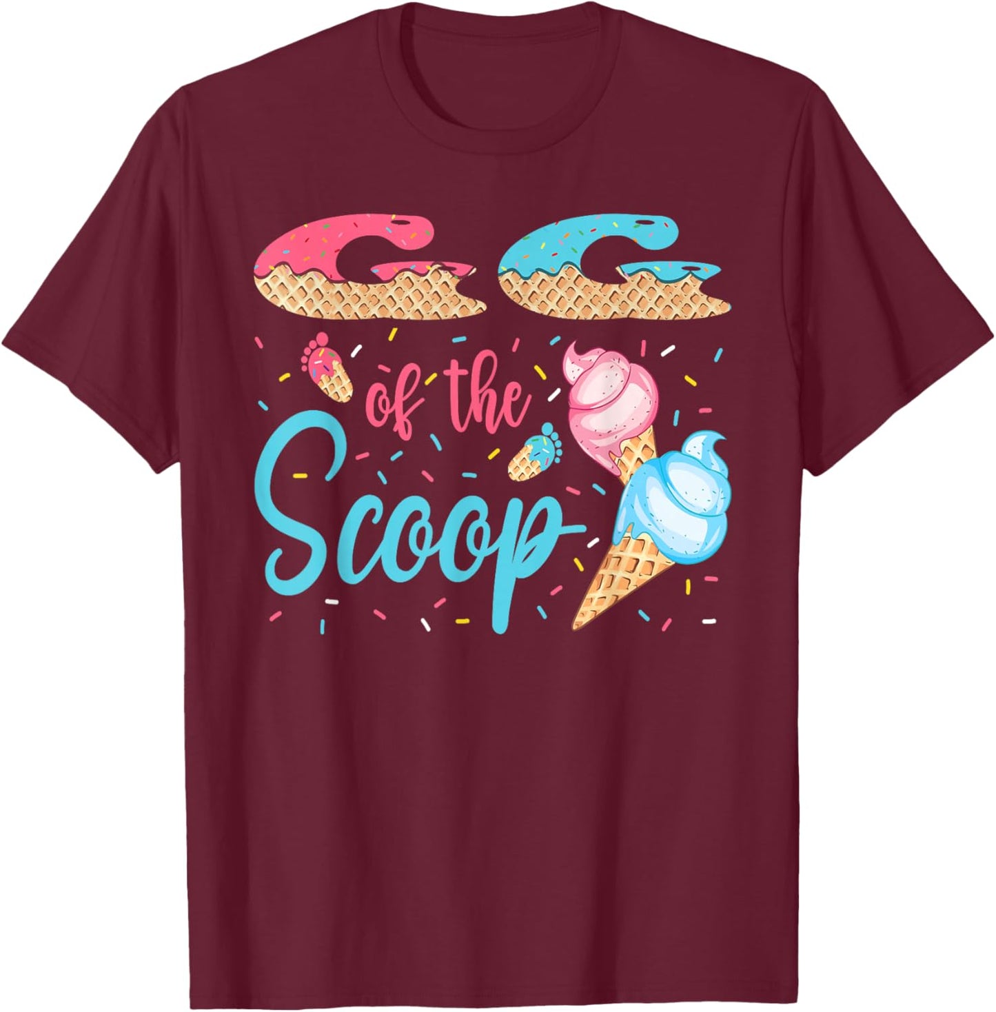 GG Of The Scoop Ice Cream Gender Reveal Baby Shower T-Shirt - T-Shirt | Maroon