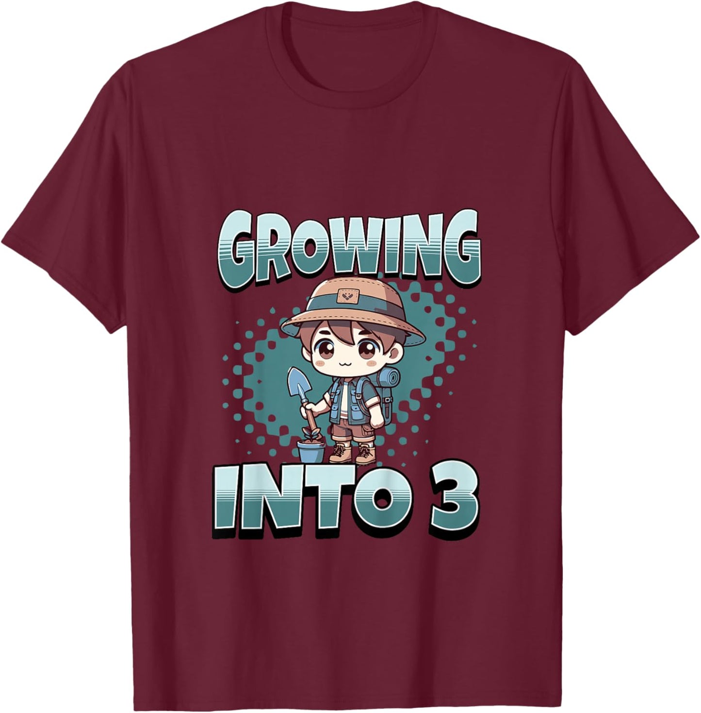 Kids Gardening Growing Into 3 Year Old 3rd Birthday Boy T-Shirt - T-Shirt | Maroon