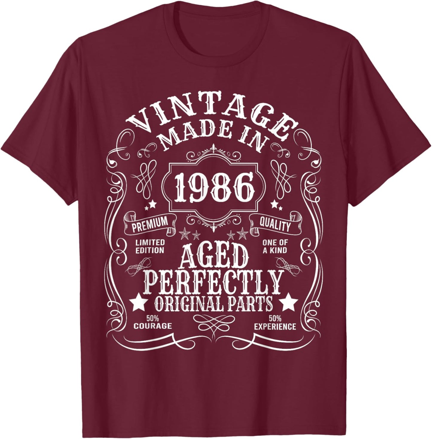 40th Birthday Man Woman 40 Years 1986 Funny Gift T-Shirt - T-Shirt | Maroon