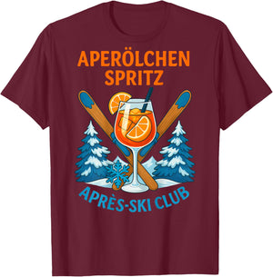 APERÖLCHEN Spritz APRÈS SKI Club X Skiing Skier Back T-Shirt - T-Shirt | Maroon