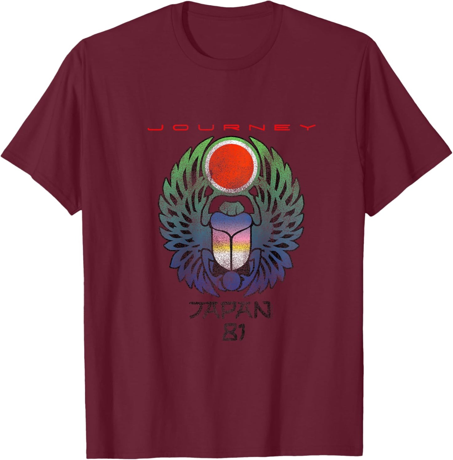 Journey Infinity Wings Vivid Scarab Music Vintage Band Raglan Baseball T-Shirt - T-Shirt | Maroon