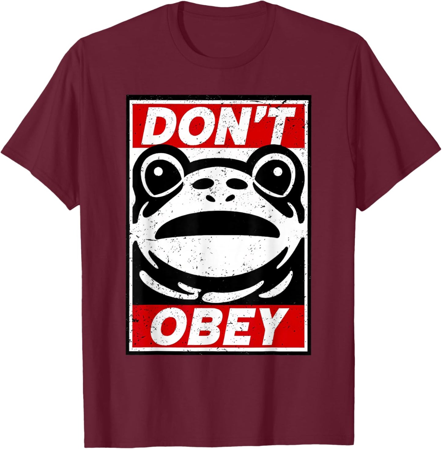 Vintage Portland Frog Don't Obey T-Shirt - T-Shirt | Maroon