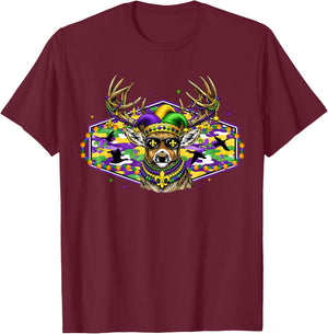 Funny Mardi Gras Carnival Deer Hunting Camo Boys Men Kid T-Shirt - T-Shirt | Maroon