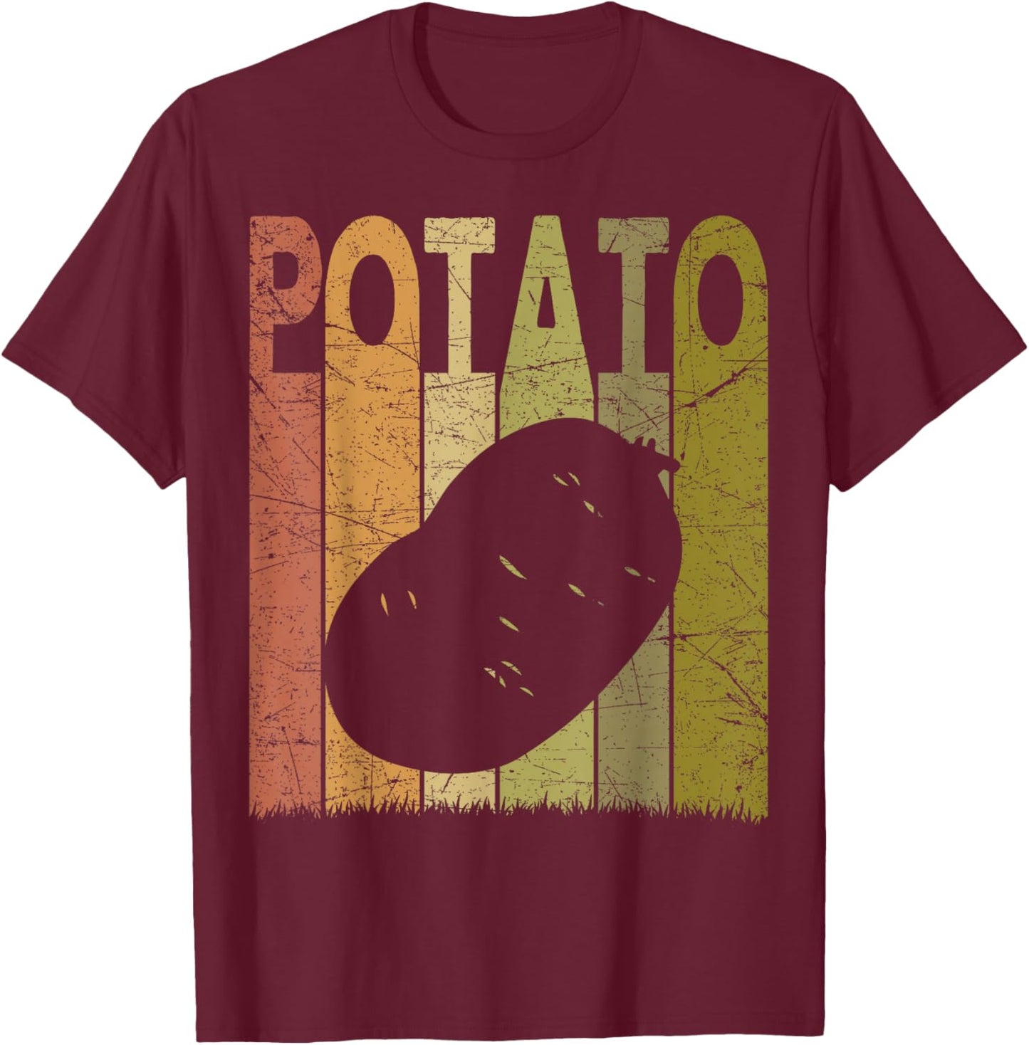 Farming Retro Potato Farming Designs. Potato Vintage - -Adults & Kids - Black - Small - Short Sleeve T-Shirt - T-Shirt | Maroon