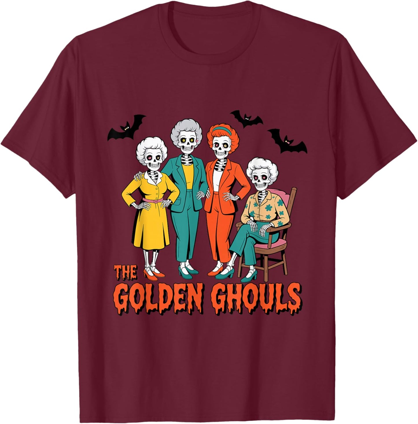 The Golden Ghouls Funny Halloween T-Shirt - T-Shirt | Maroon
