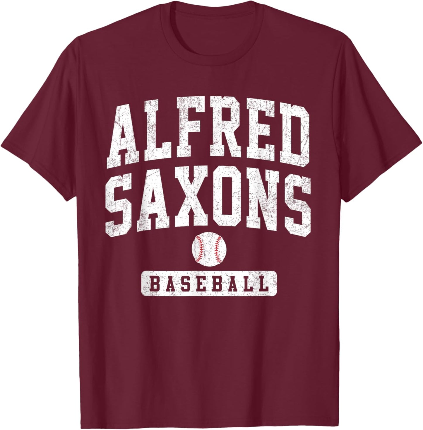 Alfred University Saxons Baseball Arch Vintage Design Men T-Shirt - T-Shirt | Maroon