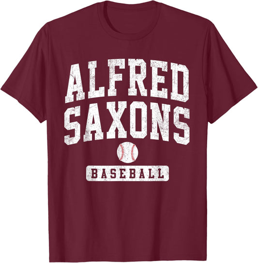Alfred University Saxons Baseball Arch Vintage Design Men T-Shirt - T-Shirt | Maroon