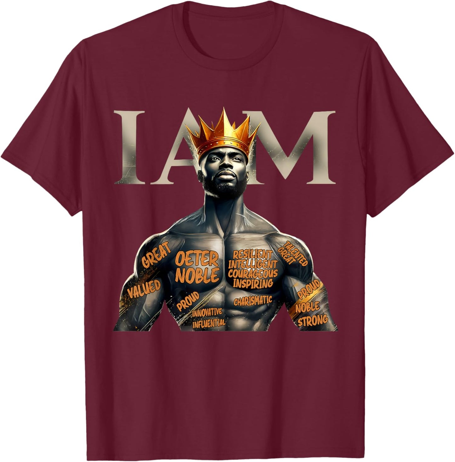 Black History I Am Black Man King Dad Afro Melanin Men T-Shirt - T-Shirt | Maroon