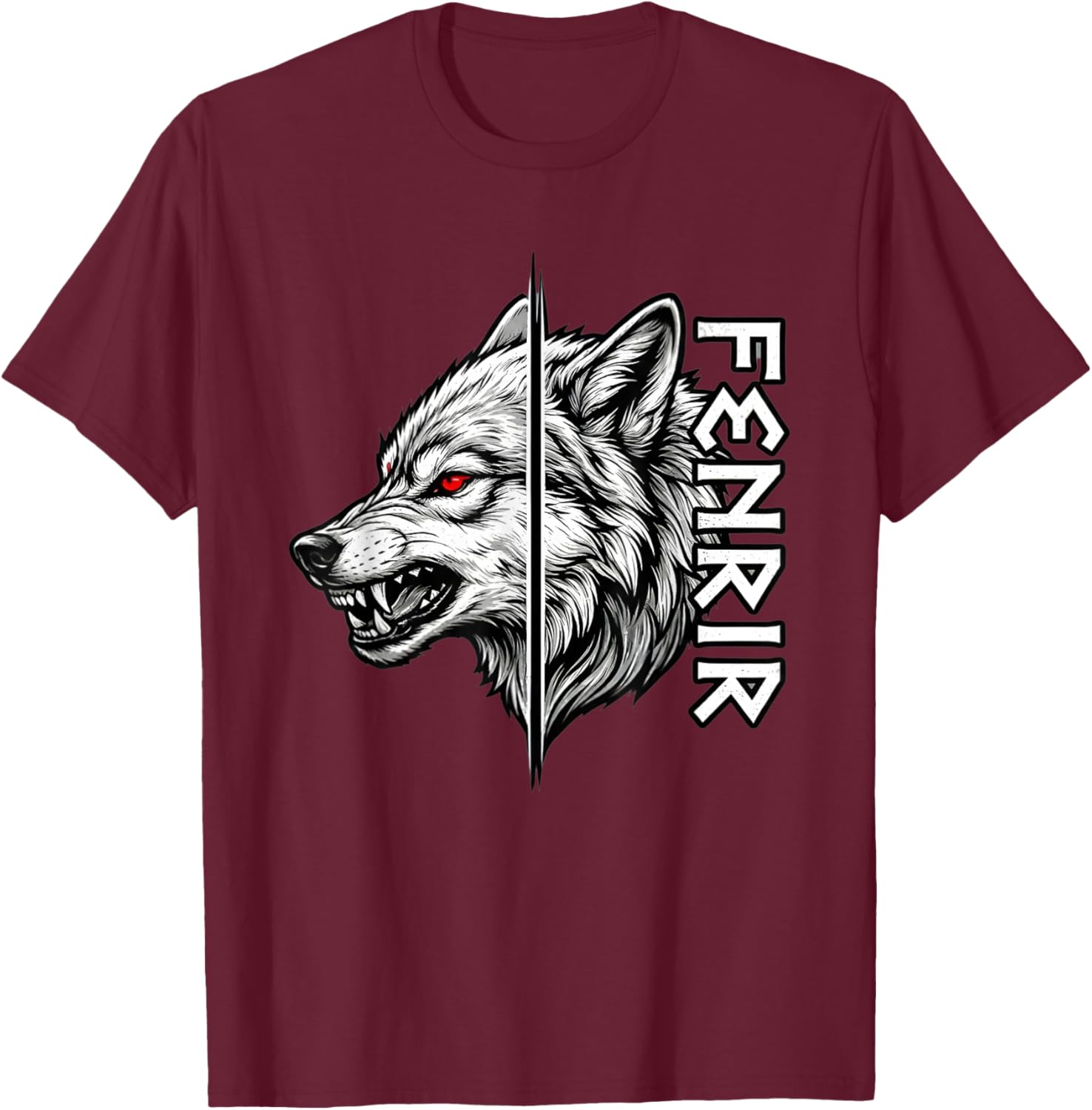 Fenrir Wolf Rune Design | Nordisches Mythologie-Symbol. T-Shirt - T-Shirt | Maroon