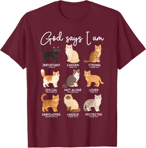 Gott SAGT ich Bin Katze Bibelverse Christlich Spruch T-Shirt - T-Shirt | Maroon