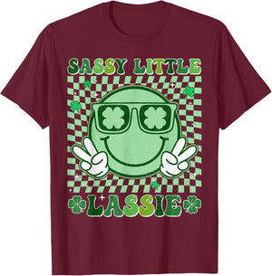 Retro St Patrick's Day Sassy Little Lassie Kid Girls Toddler T-Shirt - T-Shirt | Maroon