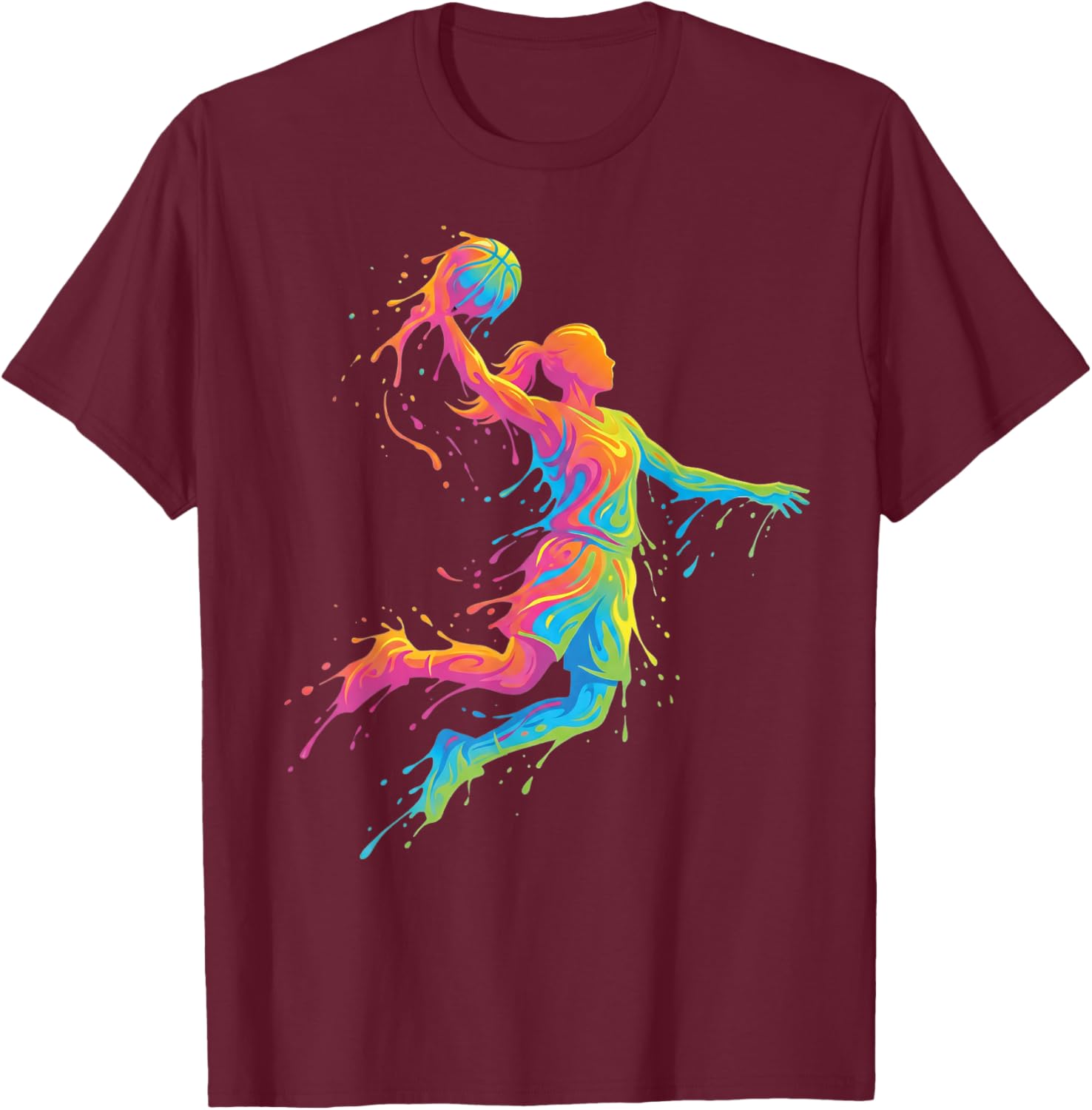 Basketball Woman Child Girl Basketball Basketball T-Shirt - T-Shirt | Maroon