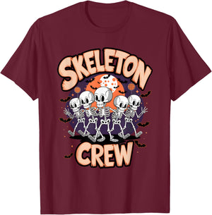 Dancing Skeleton Crew Halloween Party Fun Spooky Design T-Shirt - T-Shirt | Maroon