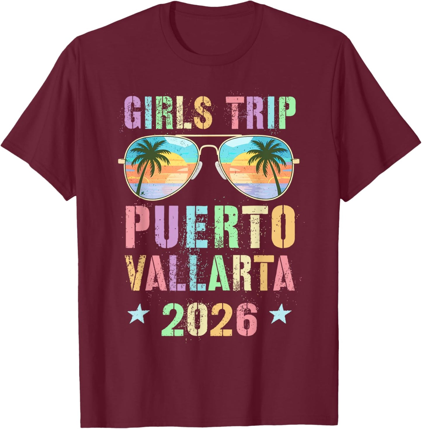Fabulous Girls Trip Puerto Vallarta 2026 Travel Beaching T-Shirt - T-Shirt | Maroon