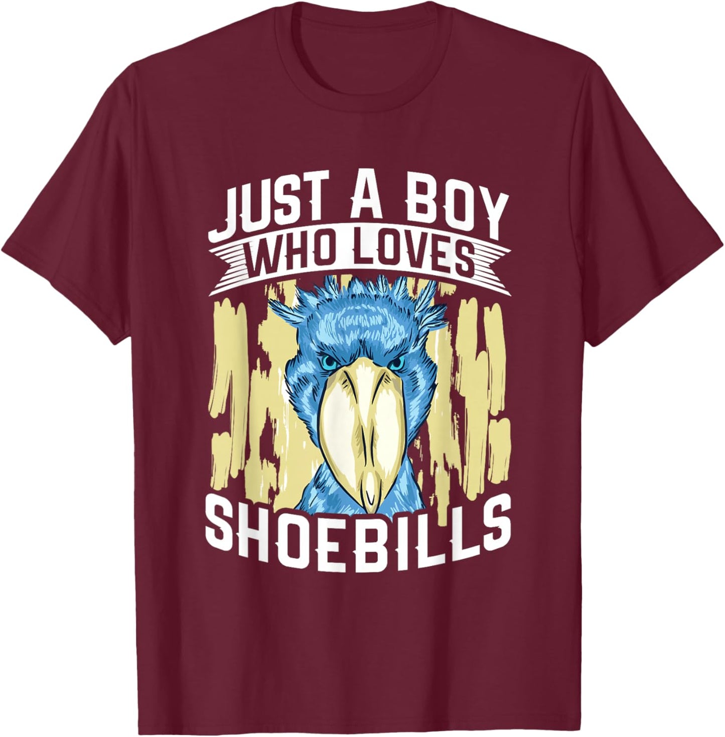 Just A Boy Who Loves Shoebills - Shoebill Stork Birding T-Shirt - T-Shirt | Maroon