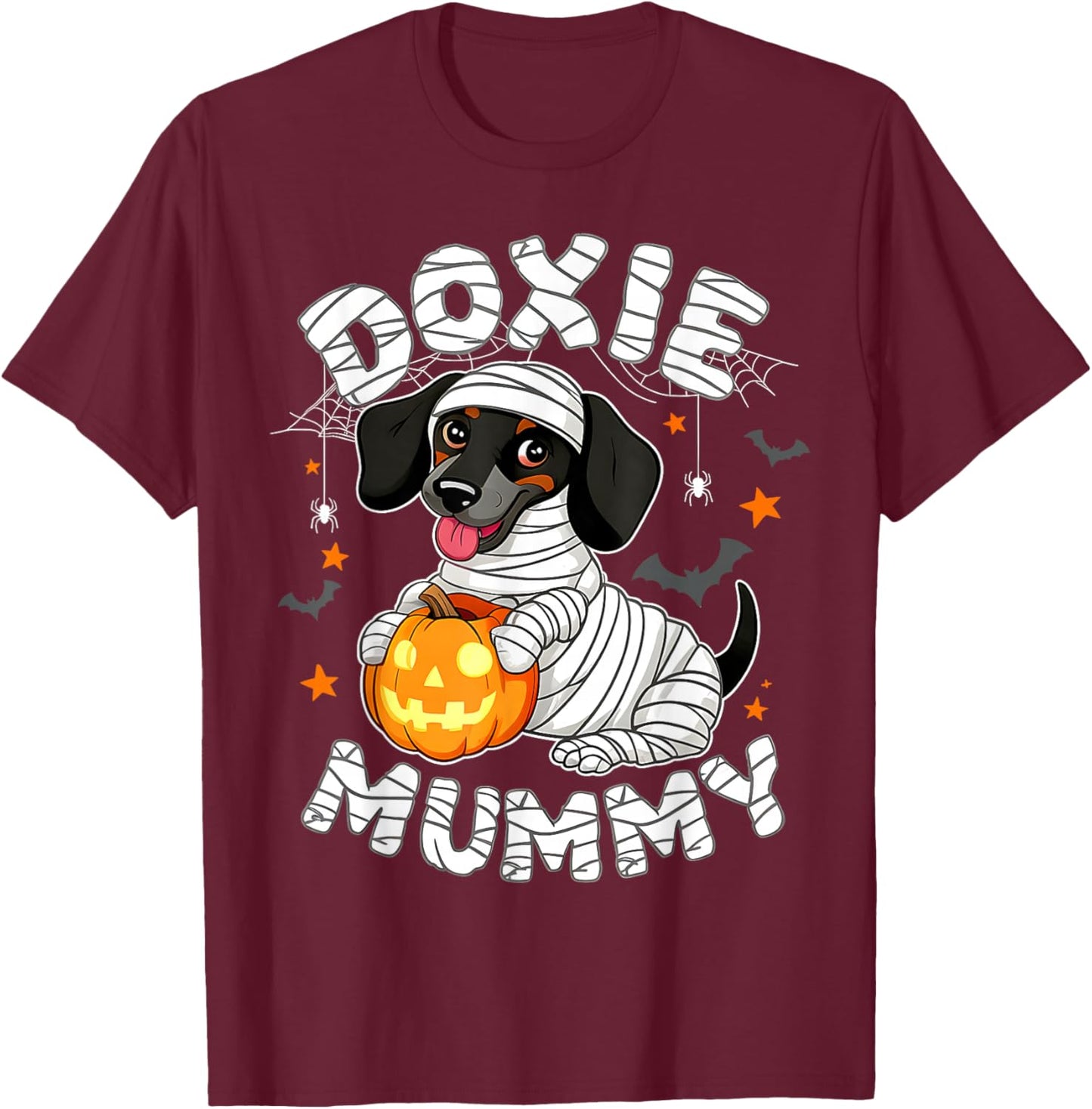 Halloween Costume Dachshund Dog Lover Doxie Mummy T-Shirt - T-Shirt | Maroon