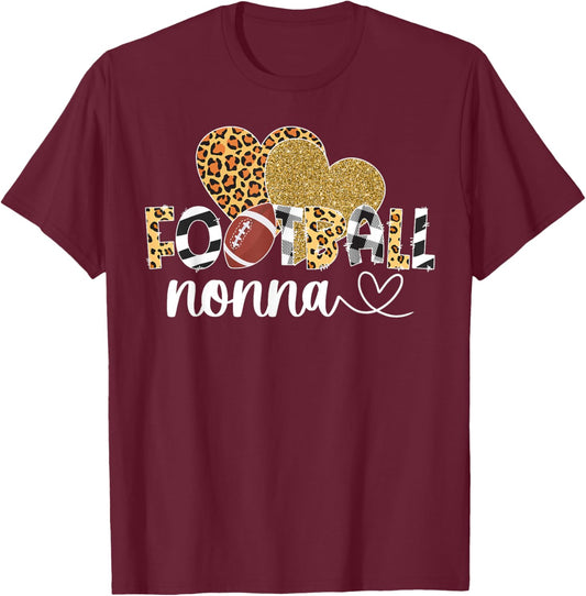 Football Nonna Heart Grandma Nonna Of A Football Player T-Shirt - T-Shirt | Maroon