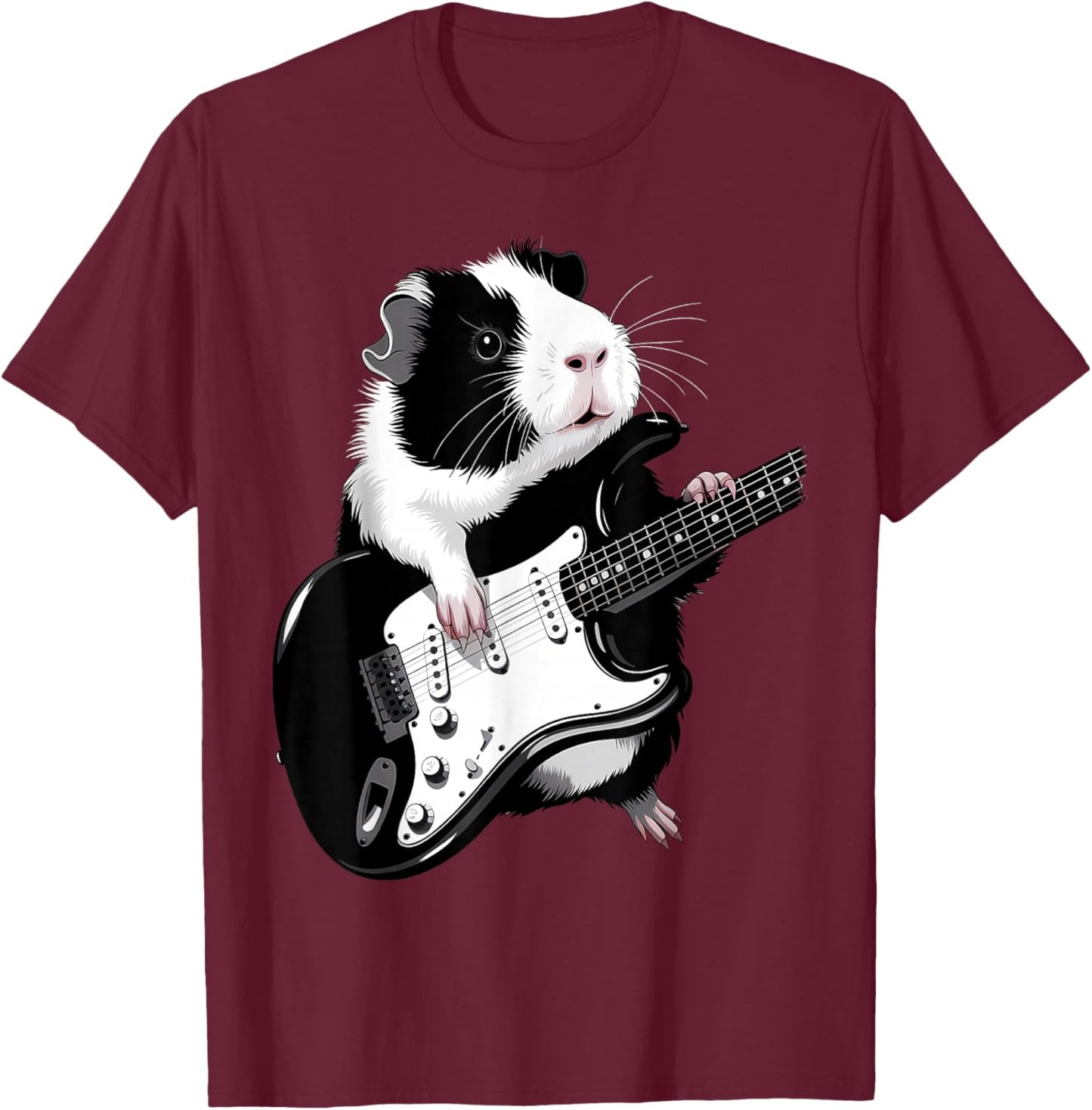 Guinea Pigs Playing Bass Guitar Playing Guitar T-Shirt - T-Shirt | Maroon