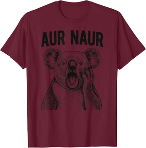 AUR Naur Funny Screaming Koala T-Shirt - T-Shirt | Maroon