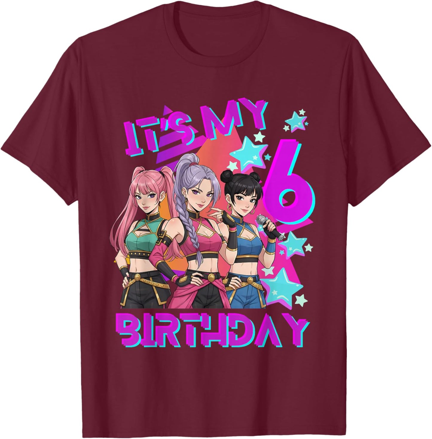 K-Pop K-Pop 6 Years Birthday Girl T-Shirt - T-Shirt | Maroon
