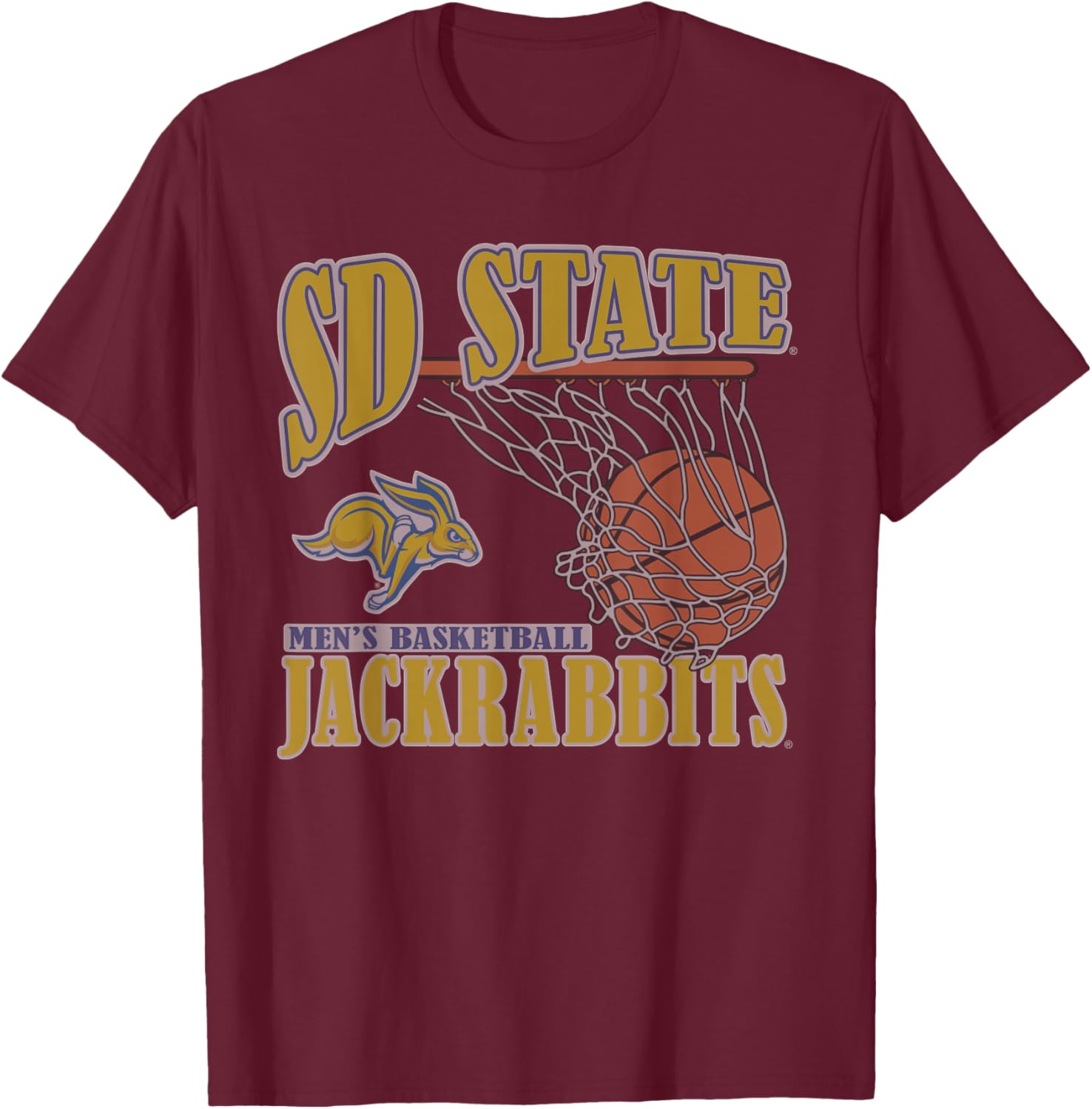 South Dakota State Jackrabbits Men's Basketball Vintage T-Shirt - T-Shirt | Maroon