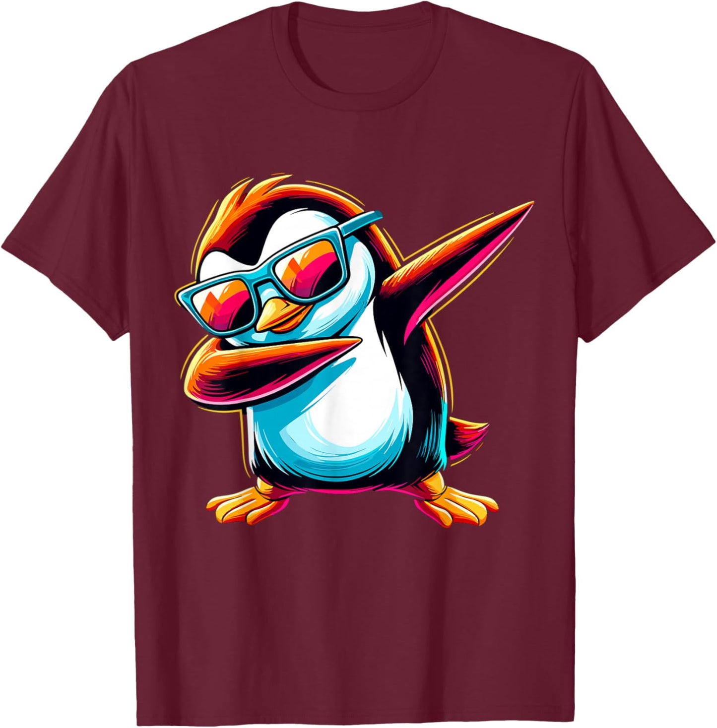 Dabbing Penguin Animal T-Shirt - T-Shirt | Maroon