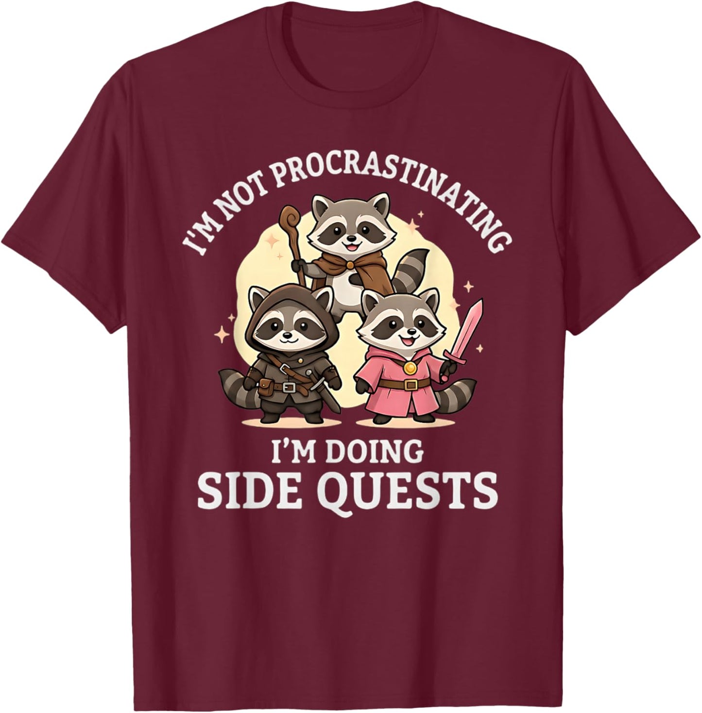 Funny Raccoon RPG Gamer Fantasy Role Playing Table Game T-Shirt - T-Shirt | Maroon