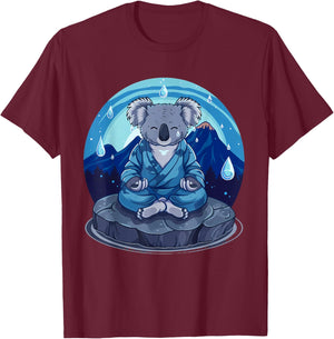 Koala Meditation Mountain Yoga Zen Buddha Buddhist Hindu T-Shirt - T-Shirt | Maroon