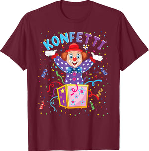 Funny Carnival Clown in Box Costume Confetti Fancy Dress T-Shirt - T-Shirt | Maroon