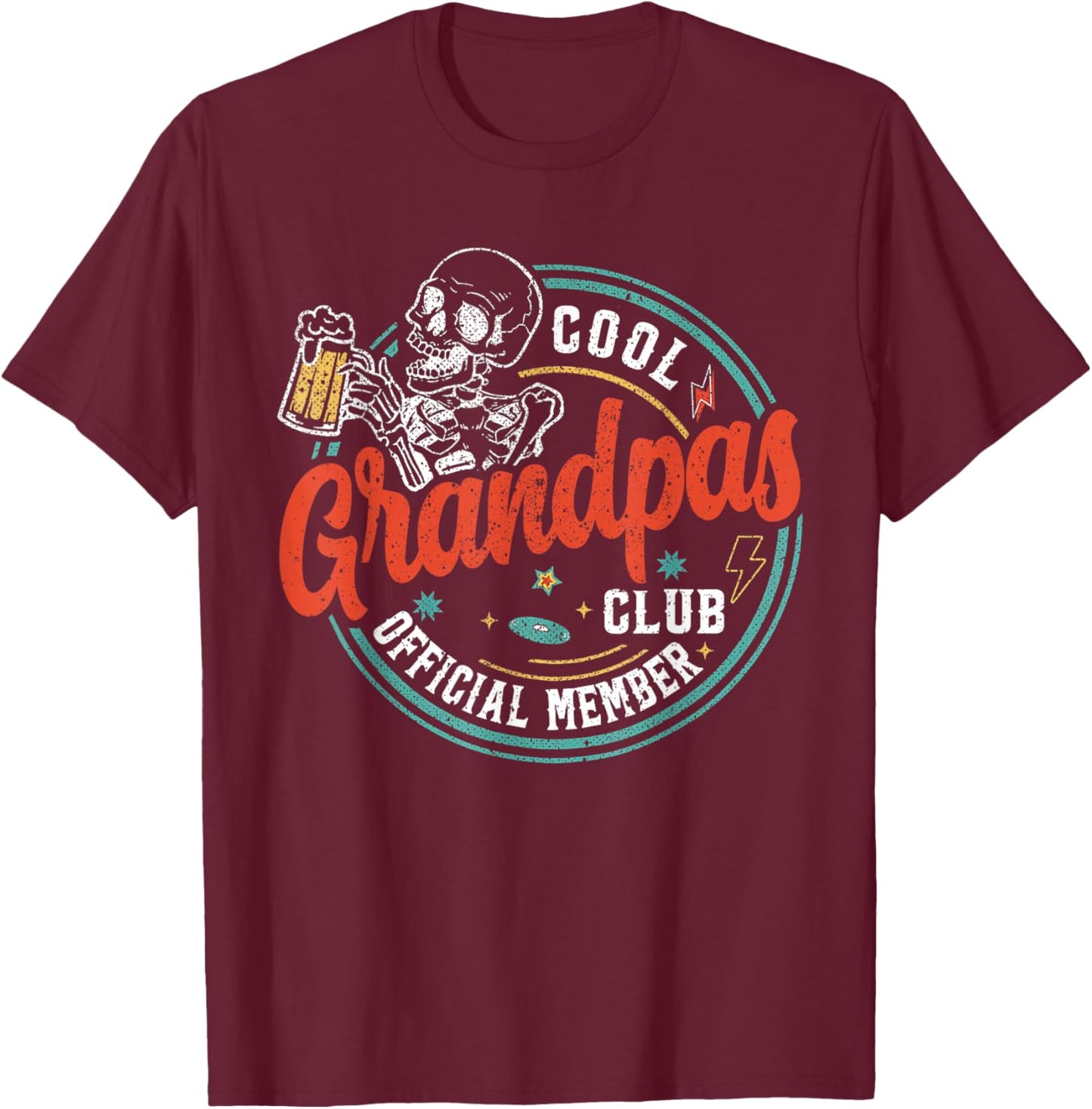Grandpa Shirt Official Member Cool Grandpas Club T-Shirt - T-Shirt | Maroon