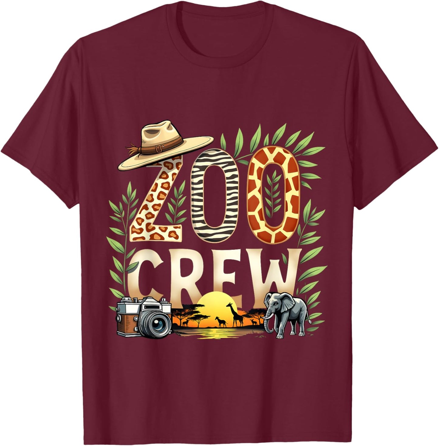 Zoo Crew Safari Animals Wild Field Trip Wildlife Animal T-Shirt - T-Shirt | Maroon