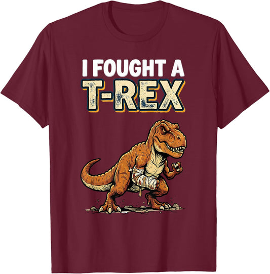 Funny Get Well Broken Arm TRex Dinosaur Injury Recovery Gift T-Shirt - T-Shirt | Maroon