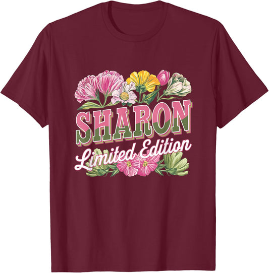 Sharon Limited Edition Vintage Custom Name Wife Grandma T-Shirt - T-Shirt | Maroon