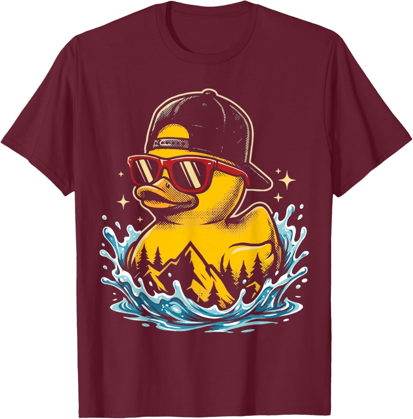 Cool Rubber Duck with Sunglasses T-Shirt - T-Shirt | Maroon