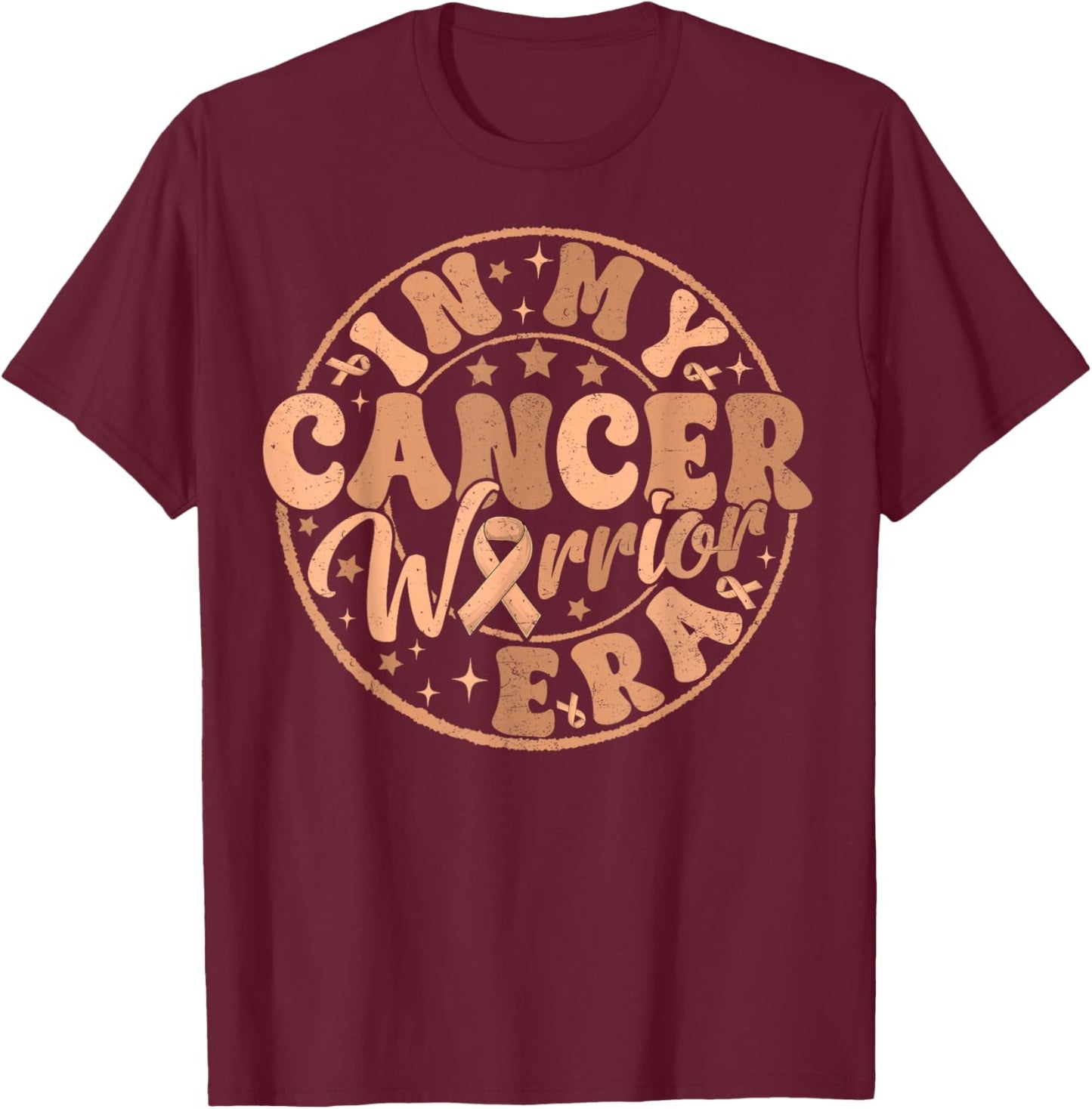 Groovy In My Cancer Warrior Era Uterine Cancer Awareness Day T-Shirt - T-Shirt | Maroon
