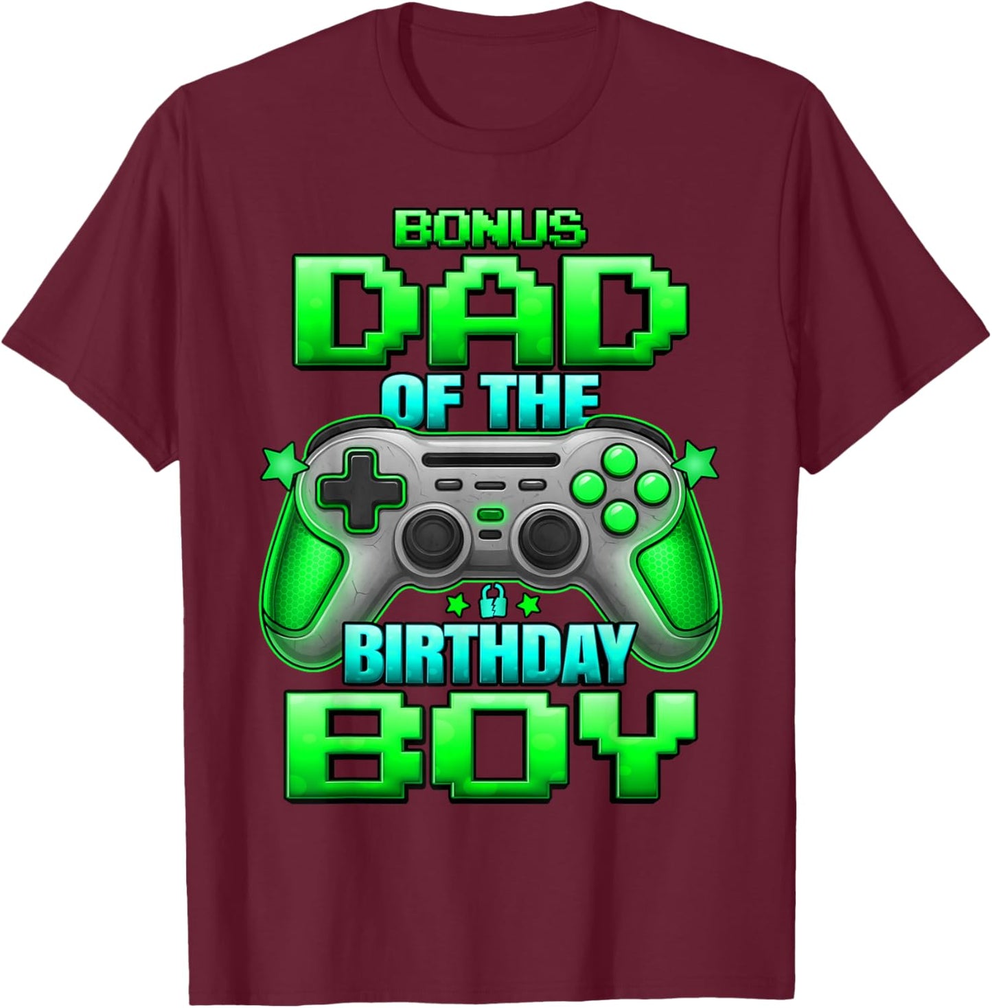 Bonus Dad of The Birthday Boy Matching Family Father T-Shirt - T-Shirt | Maroon