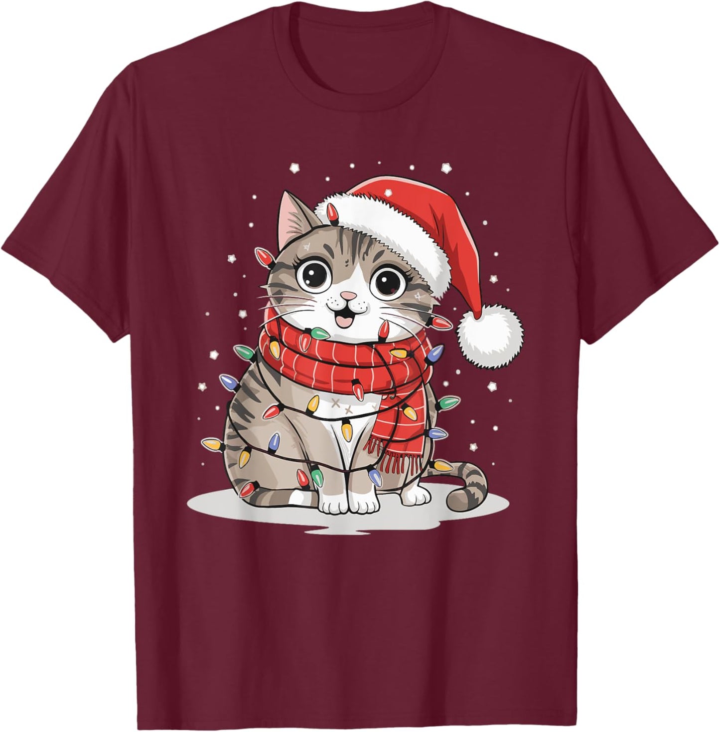Cat Christmas Men Women Kids T-Shirt - T-Shirt | Maroon