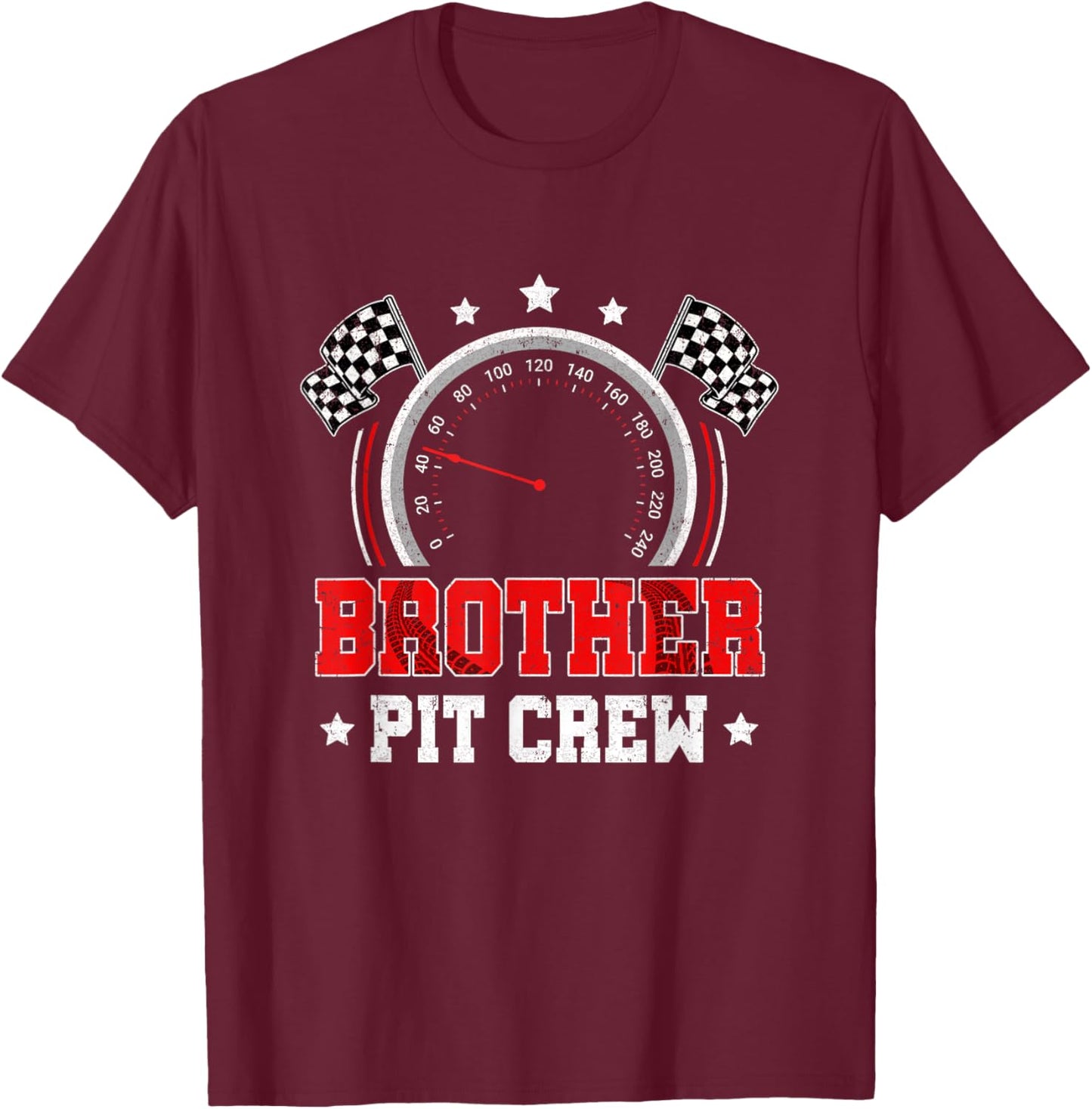 Brother Pit Crew Race Car Birthday Party Racing Family T-Shirt - T-Shirt | Maroon
