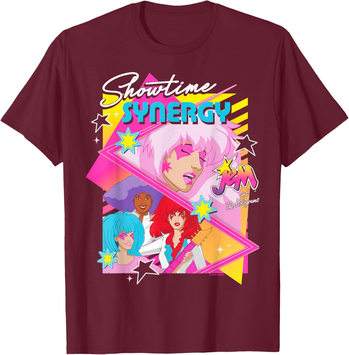 Jem and The Holograms Showtime Synergy Jem and The Band T-Shirt - T-Shirt | Maroon