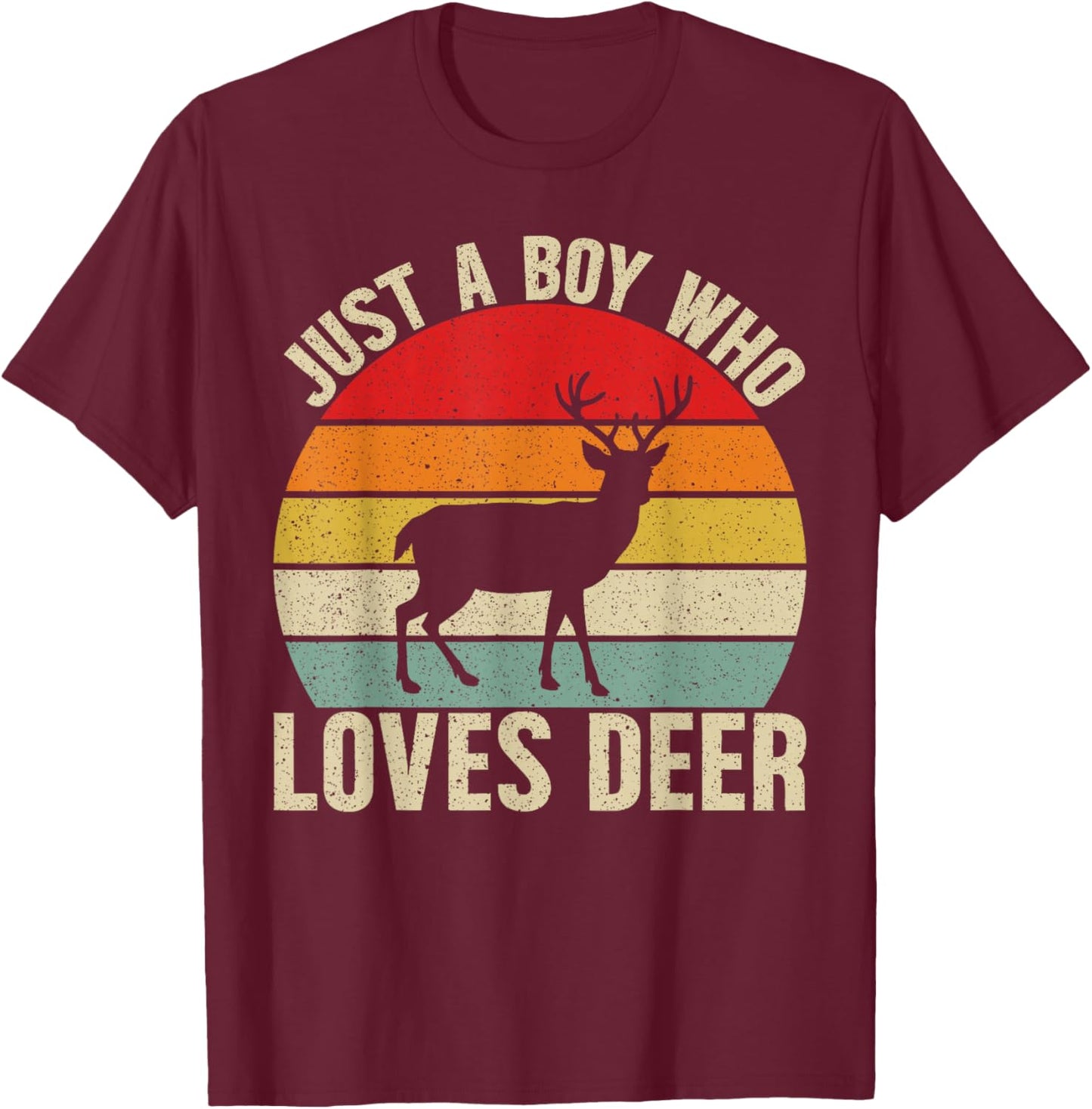 Just a Boy Who Loves Deer For Deer Lover Kids Boys T-Shirt - T-Shirt | Maroon