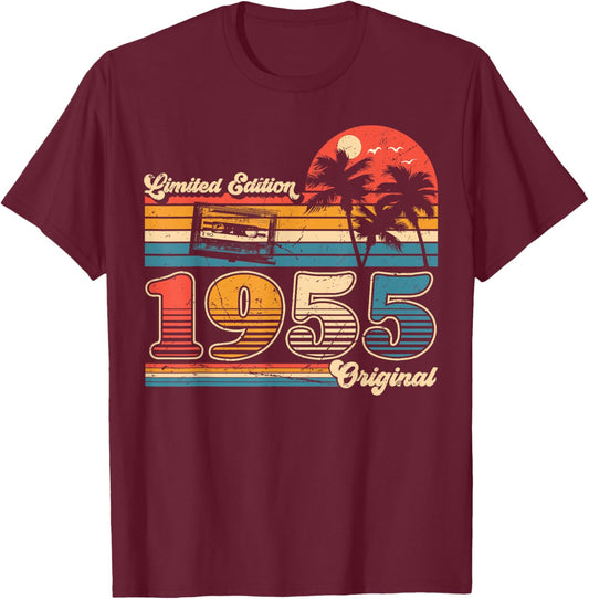 70th Birthday Retro Vintage 1955 Men Women T-Shirt - T-Shirt | Maroon