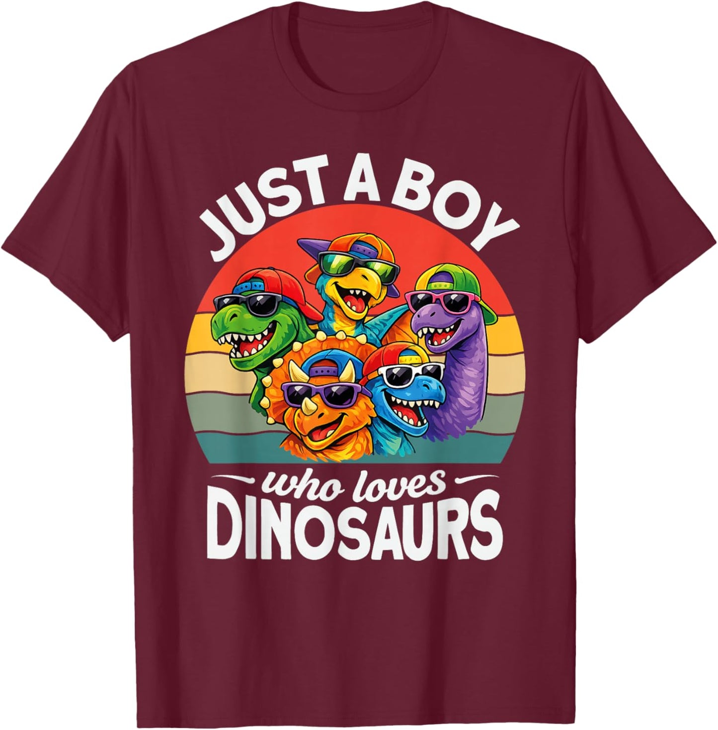 Just A Boy Who Loves Dinosaurs Lovers Funny Kids Toddlers T-Shirt - T-Shirt | Maroon