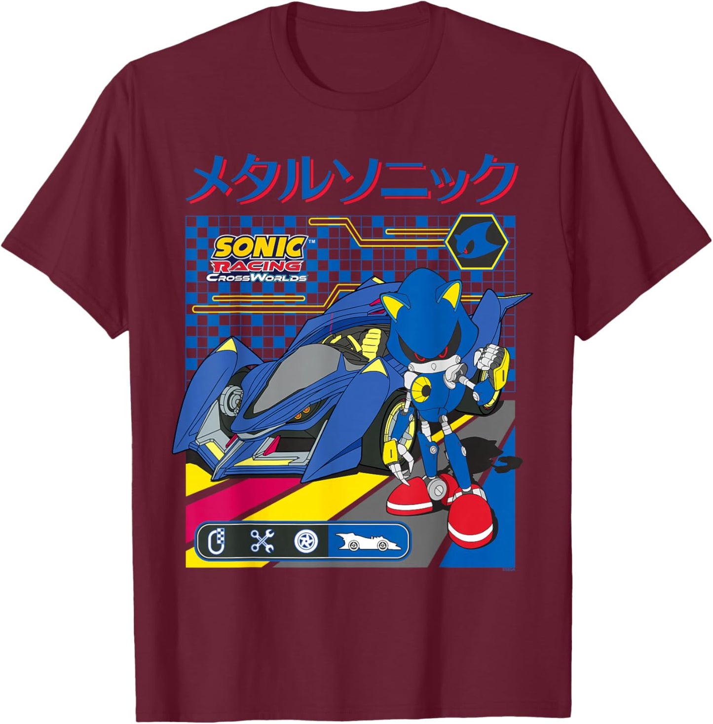 Sonic Racing CrossWorlds - Pedal to The Metal Sonic T-Shirt - T-Shirt | Maroon