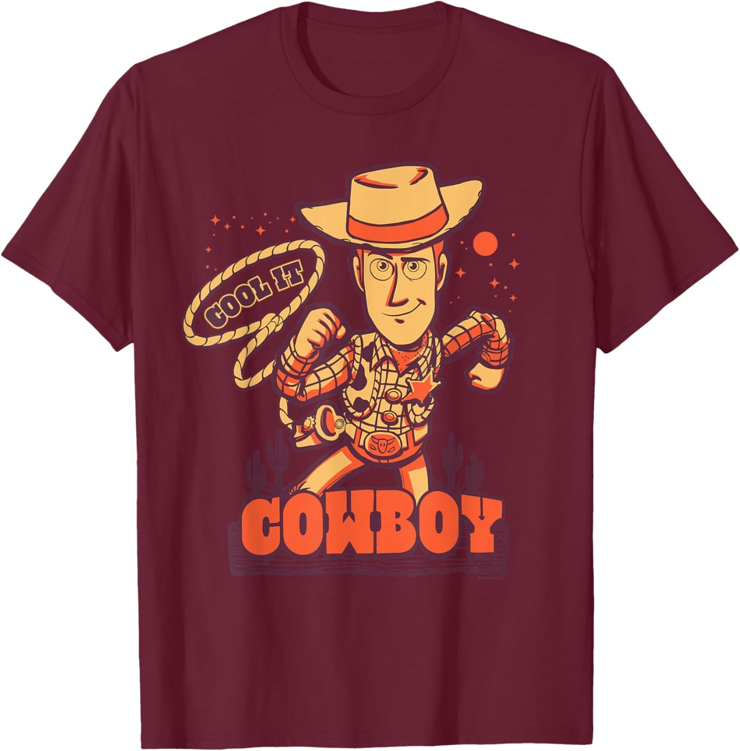 Disney and Pixar's Toy Story Sheriff Woody "Cool it, Cowboy" T-Shirt - T-Shirt | Maroon